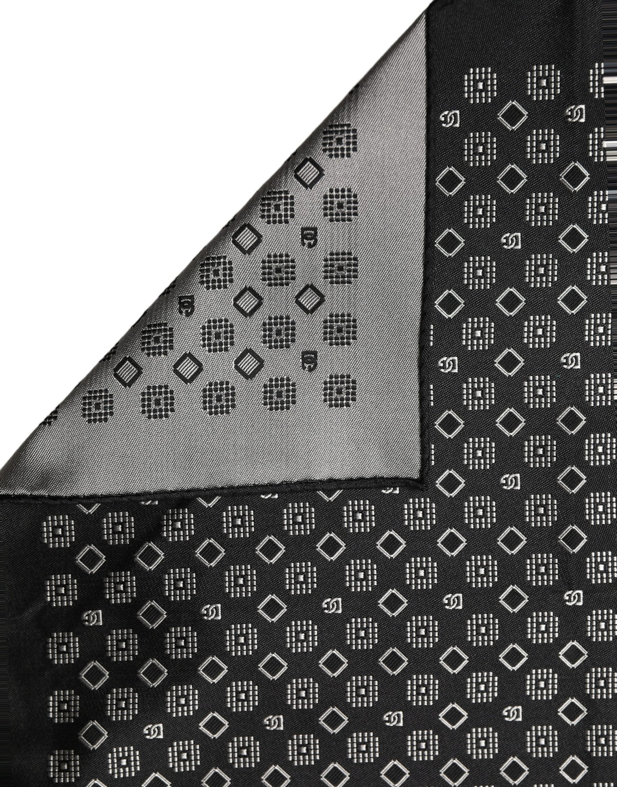 Dolce & Gabbana Black White Patterned Pocket Square Scarf