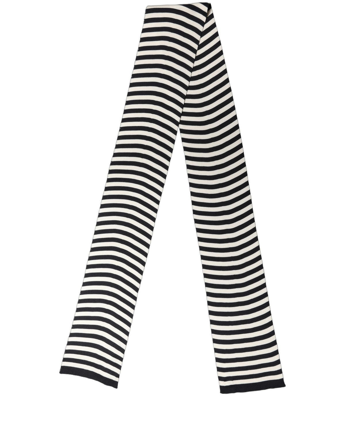 Dolce & Gabbana Black White Stripes Silk Knitted Shawl Scarf