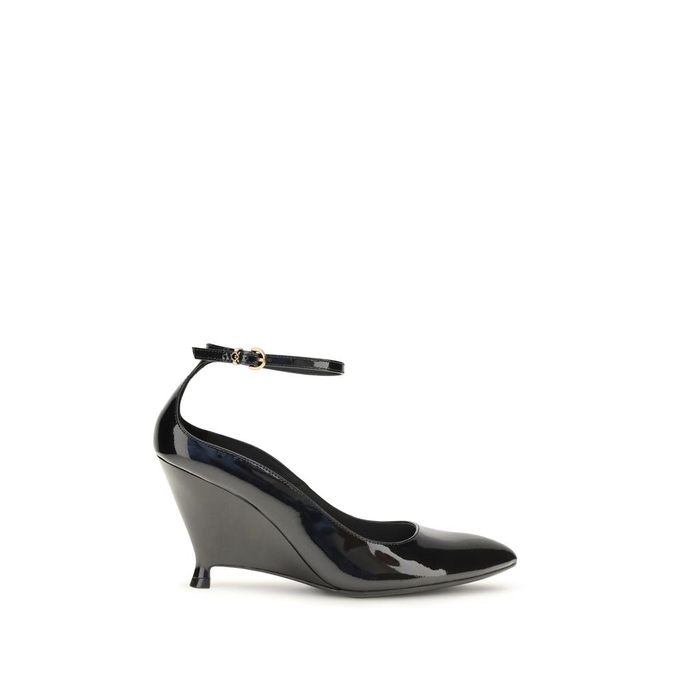 PINKO Black Calf Leather Bos Taurus Platform Pumps