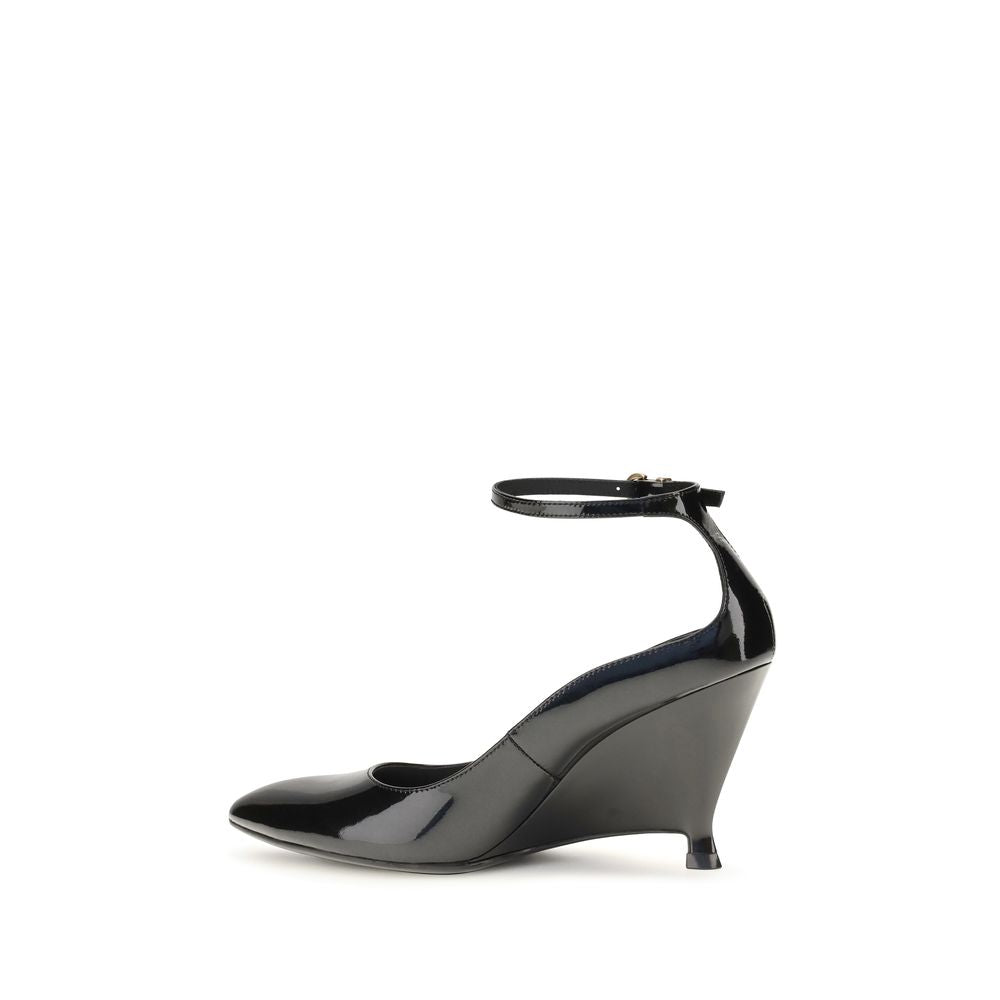 PINKO Black Calf Leather Bos Taurus Platform Pumps