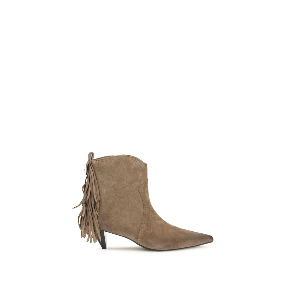 PINKO Beige Calf Leather Bos Taurus Ankle Boots
