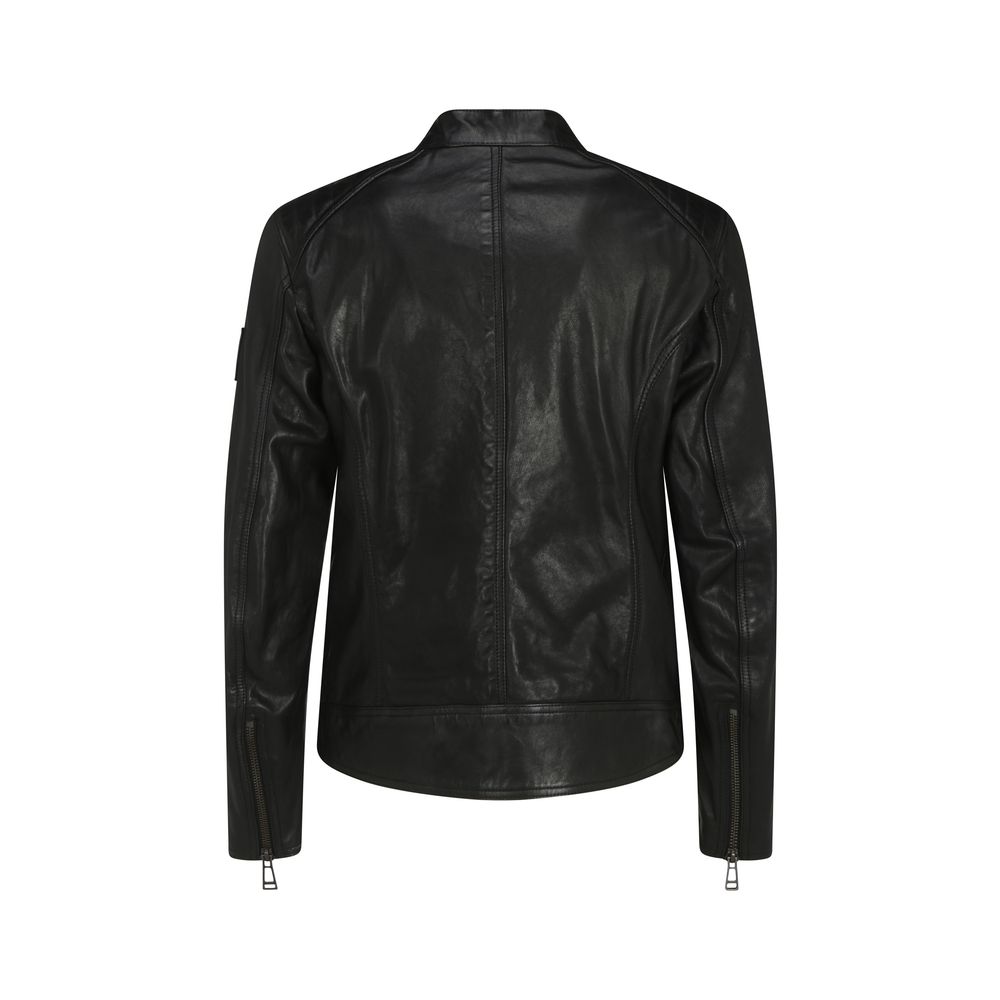 Belstaff Black Lamb Ovis Aries Leather Jacket