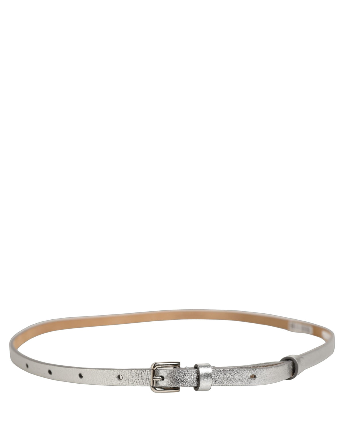 Dolce & Gabbana Metallic Silver Leather Square Buckle Belt