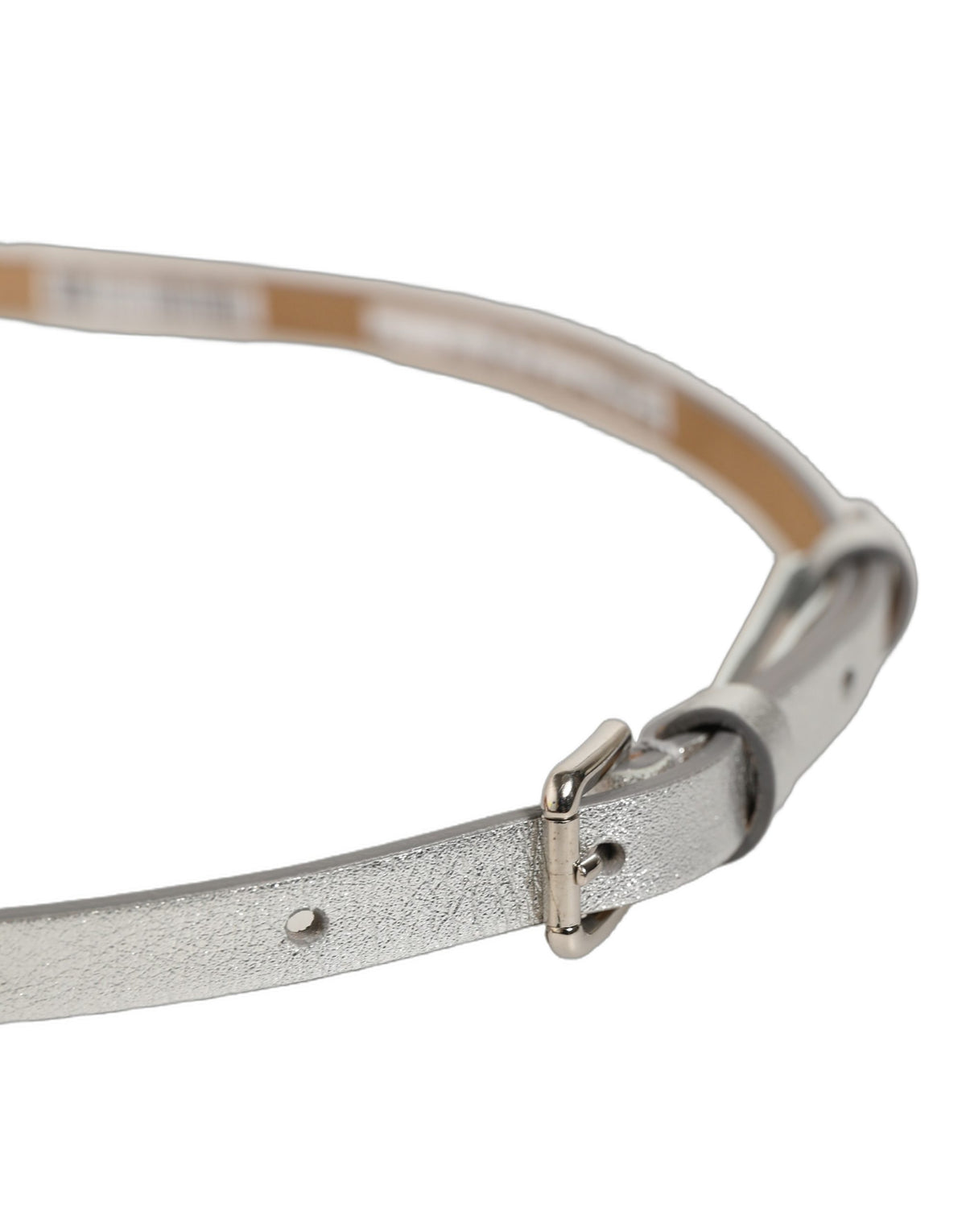 Dolce & Gabbana Metallic Silver Leather Square Buckle Belt