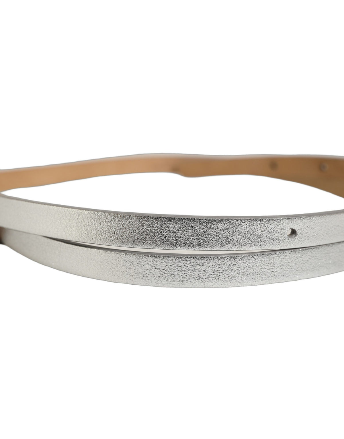 Dolce & Gabbana Metallic Silver Leather Square Buckle Belt