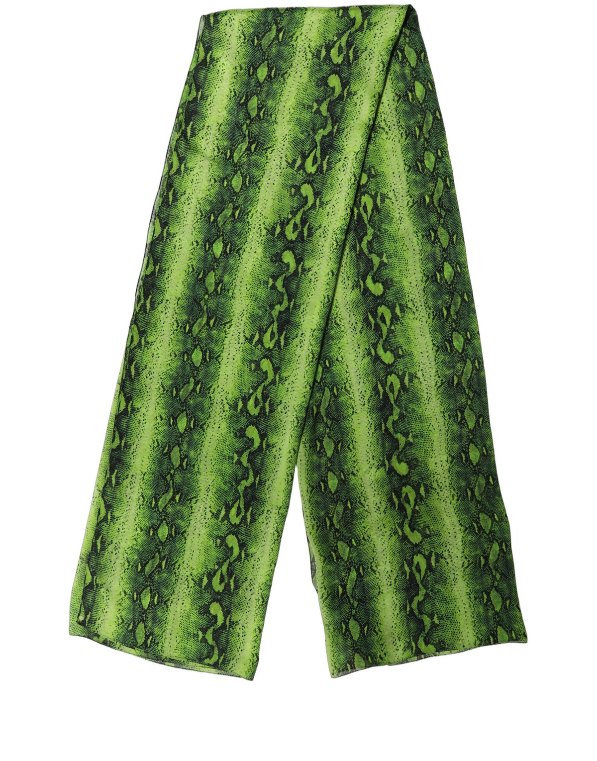 Dolce & Gabbana Green Black Printed Silk Sheer Stole Scarf