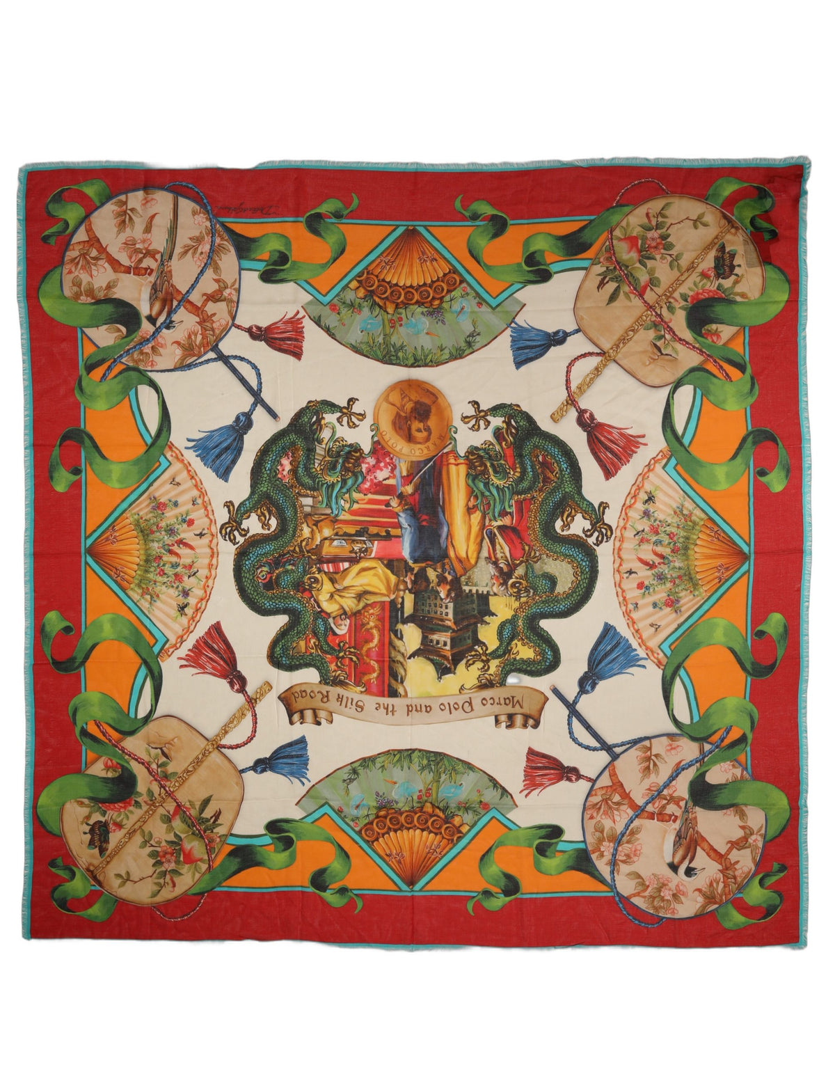 Dolce & Gabbana Multicolor Marco Polo Motifs Shawl Scarf