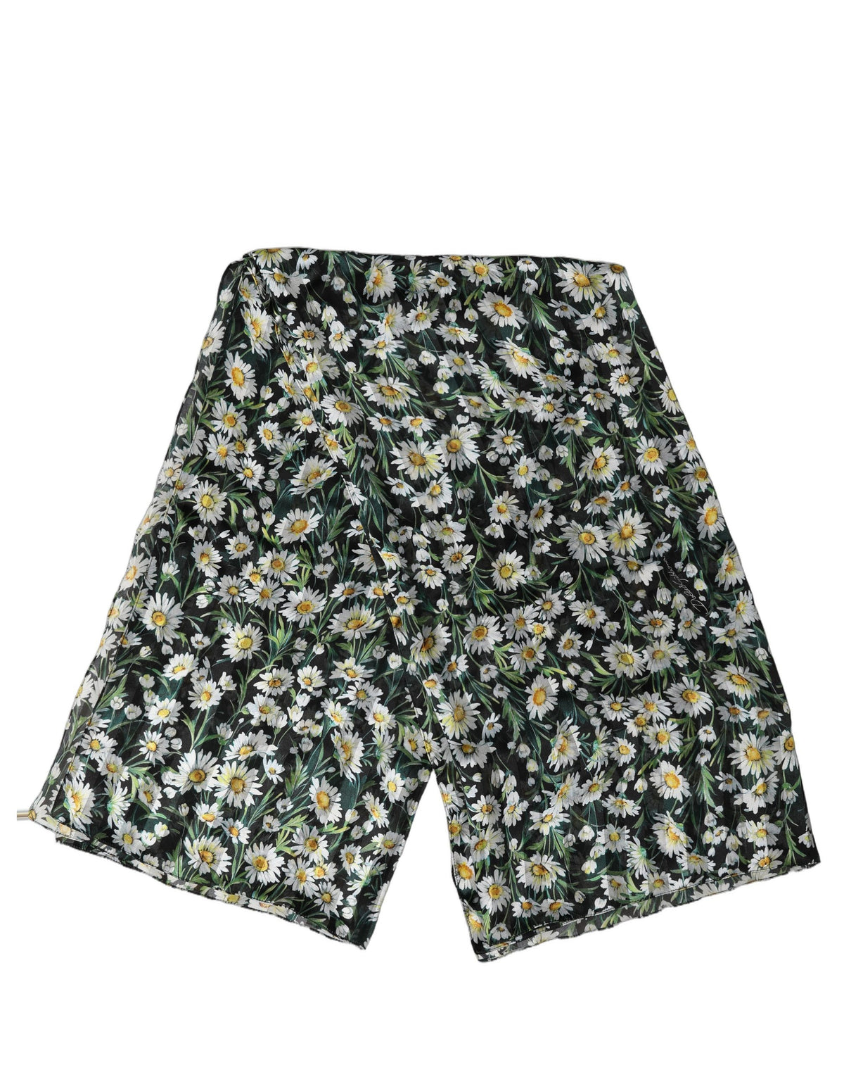 Dolce & Gabbana Black Floral Daisy Square Foulard Scarf