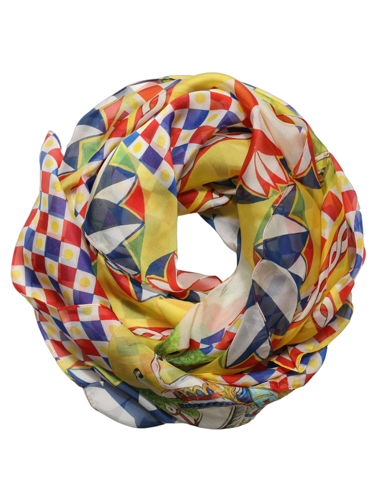 Dolce & Gabbana Multicolor Silk Carretto Foulard Scarf