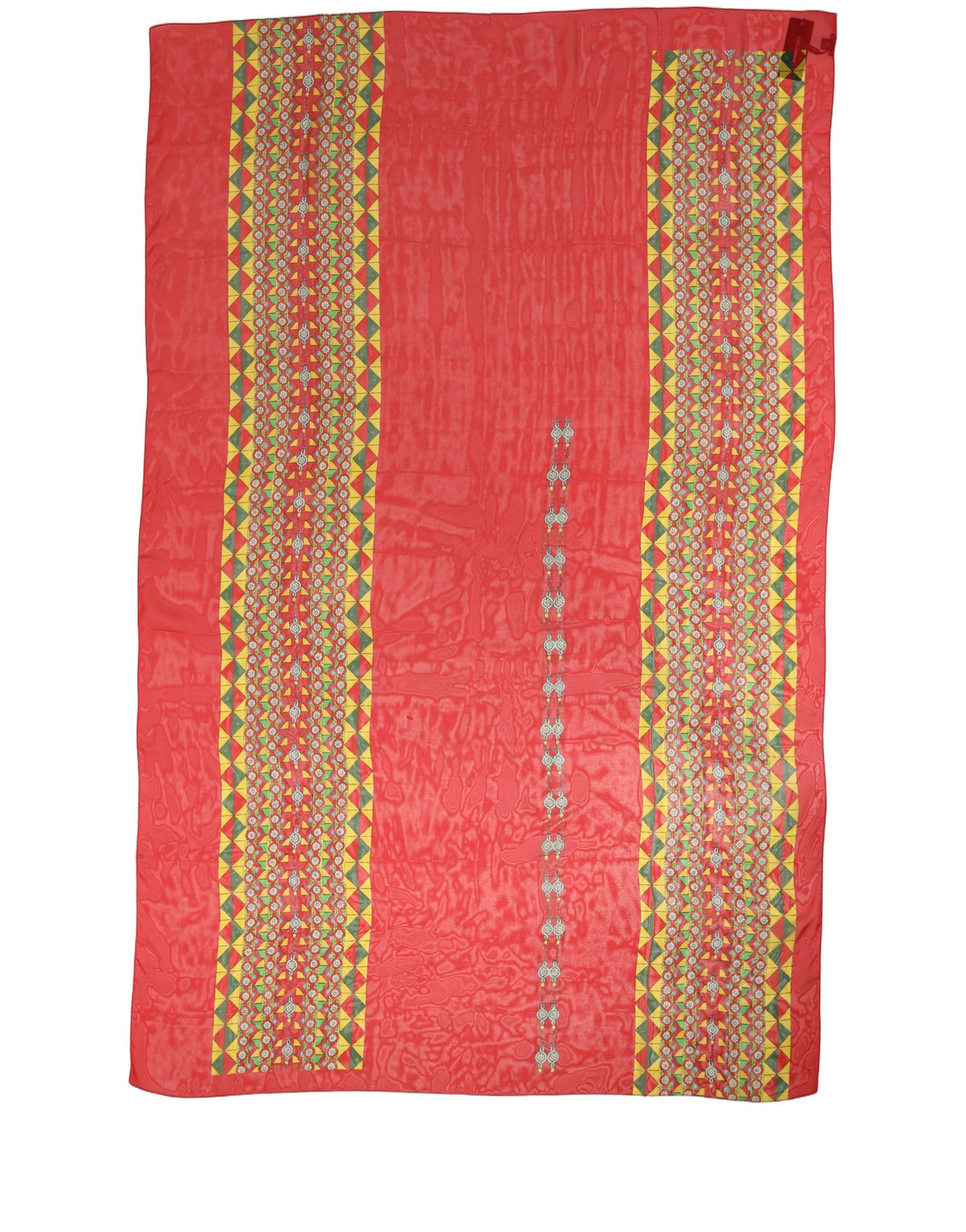 Dolce & Gabbana Red Silk Geometric Print Shawl Stole Scarf