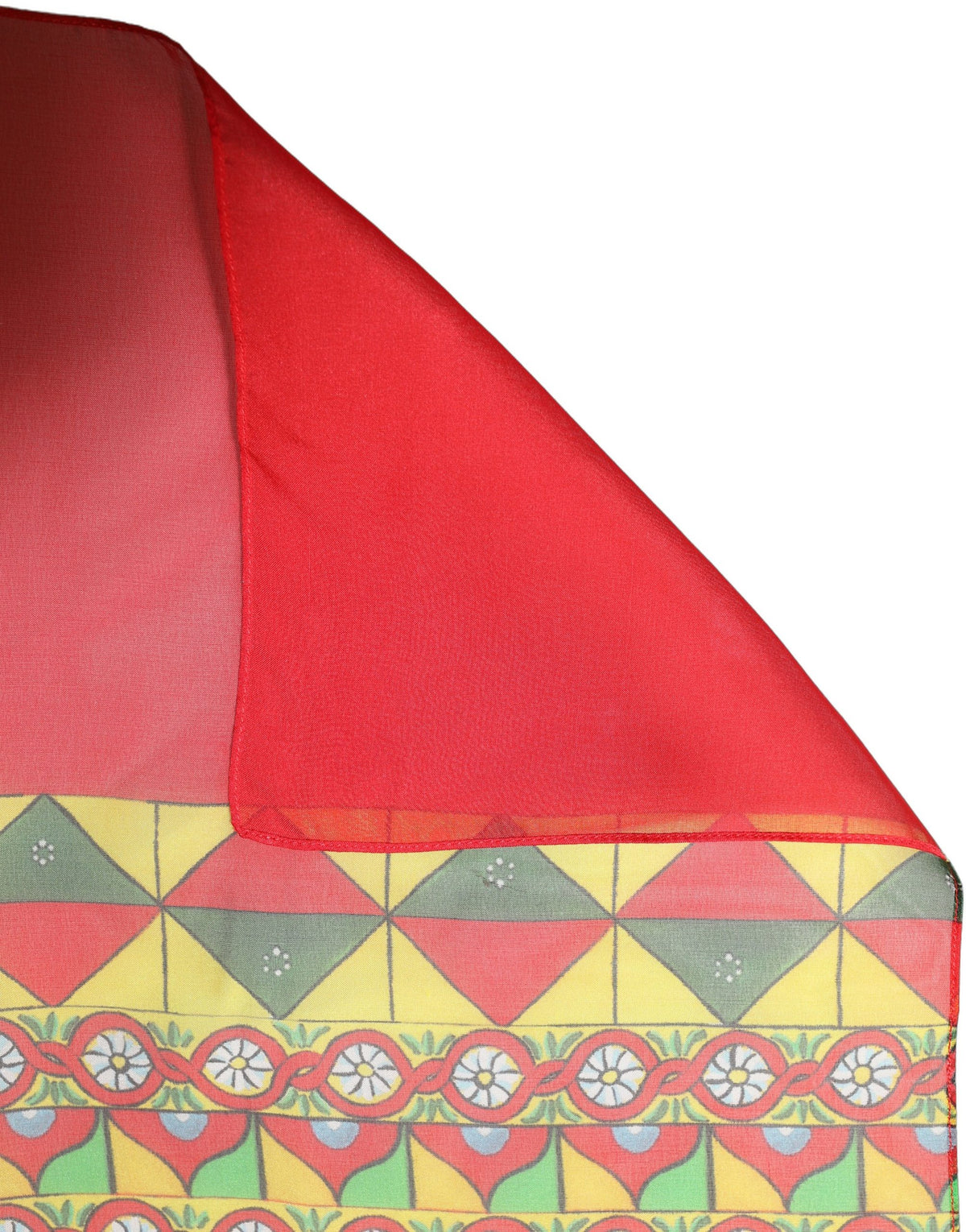 Dolce & Gabbana Red Silk Geometric Print Shawl Stole Scarf