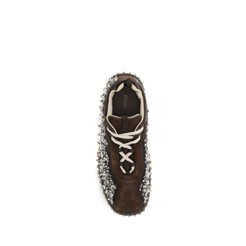 Miu Miu Brown Suede Leather Sneakers