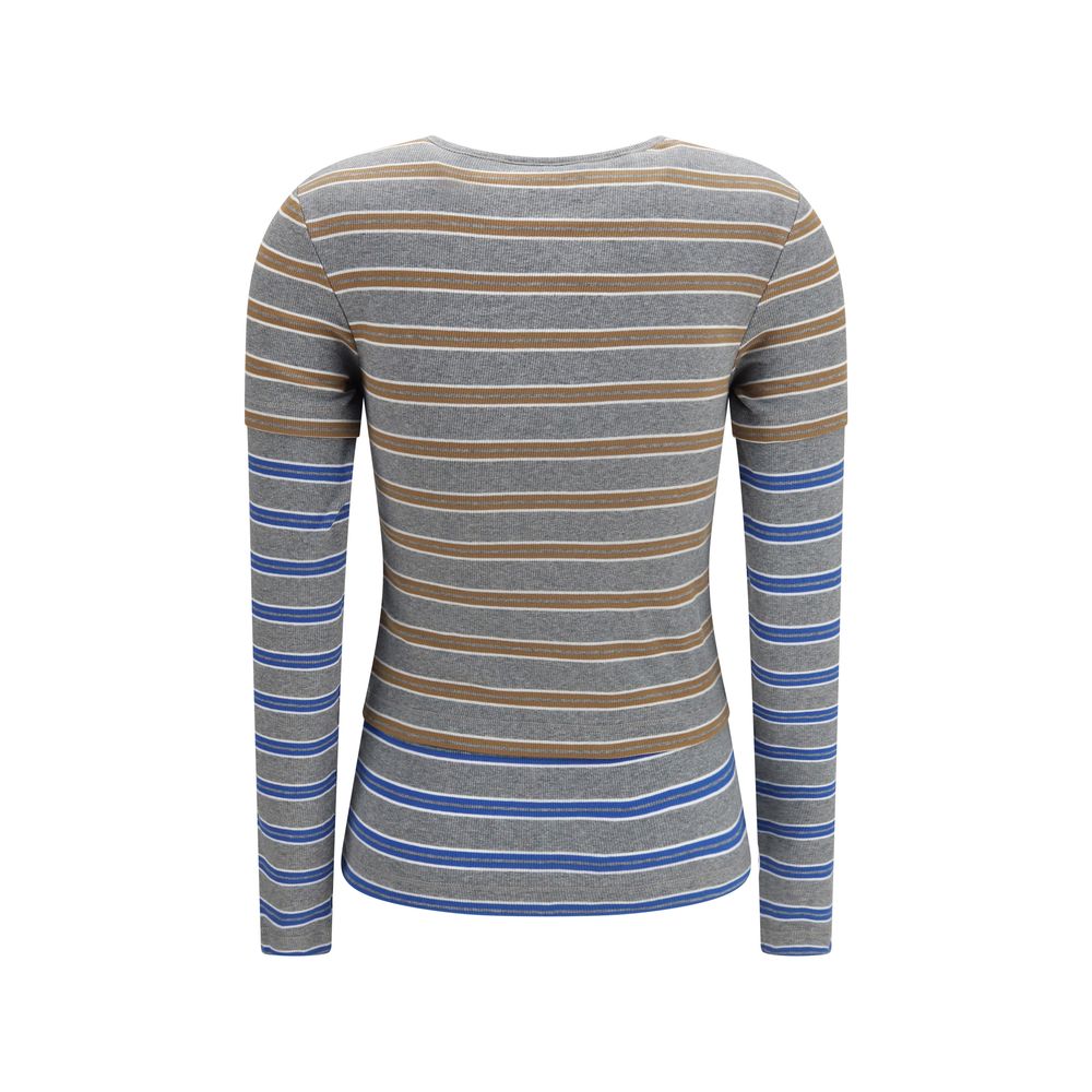 Ganni Gray Cotton Long Sleeve T-Shirt