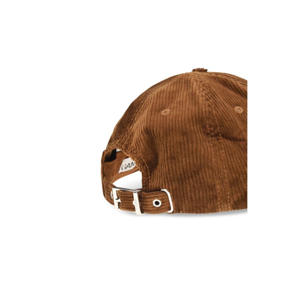 Ganni Brown Cotton Cap (Baseball Hat)