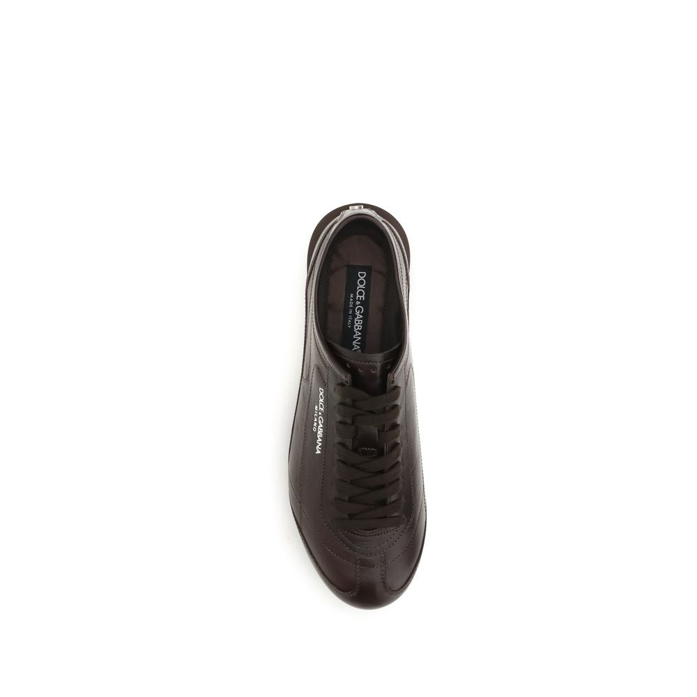Dolce & Gabbana Brown Calf Leather Bos Taurus Low Top Sneakers