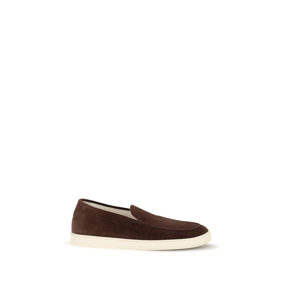 Brunello Cucinelli Bordeaux Calf Leather Bos Taurus Slip-On Loafers