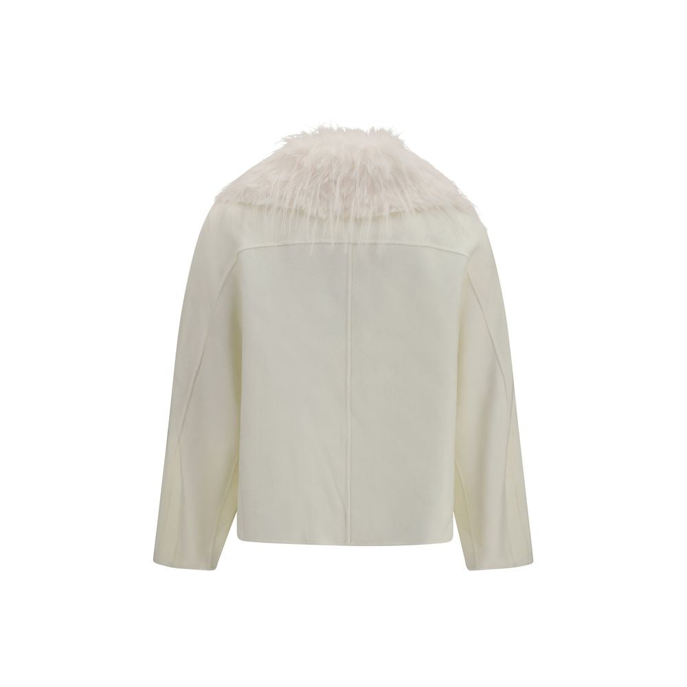 Loulou De Saison White Wool Oves Aries Full-Length Jacket
