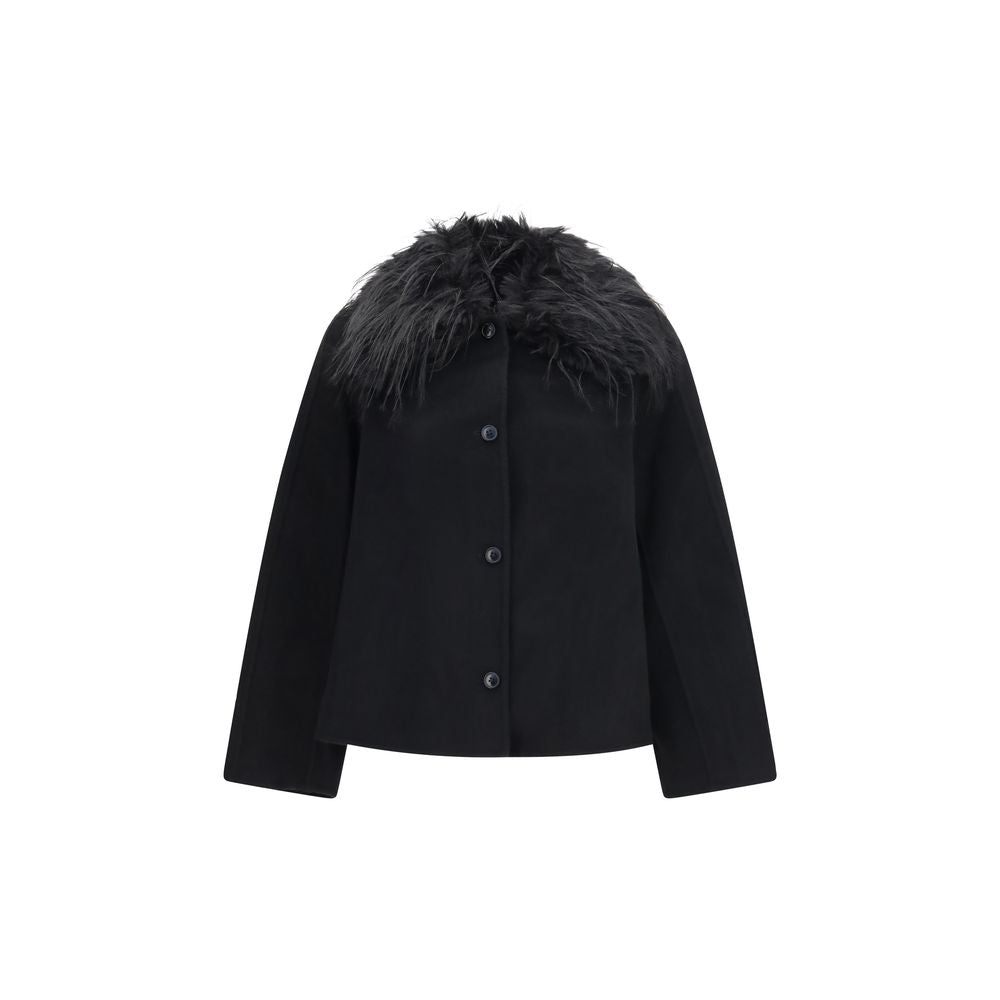 Loulou De Saison Black Wool Oves Aries Full-Length Jacket