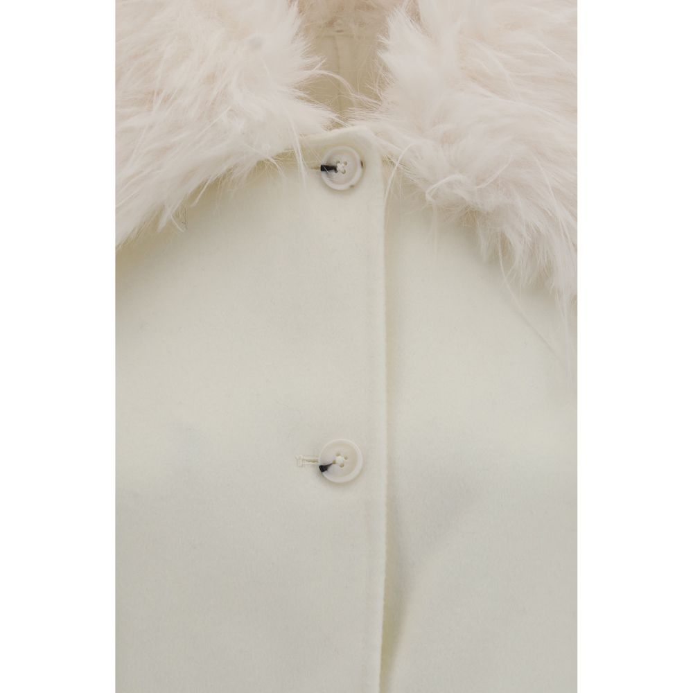 Loulou De Saison White Wool Oves Aries Full-Length Jacket