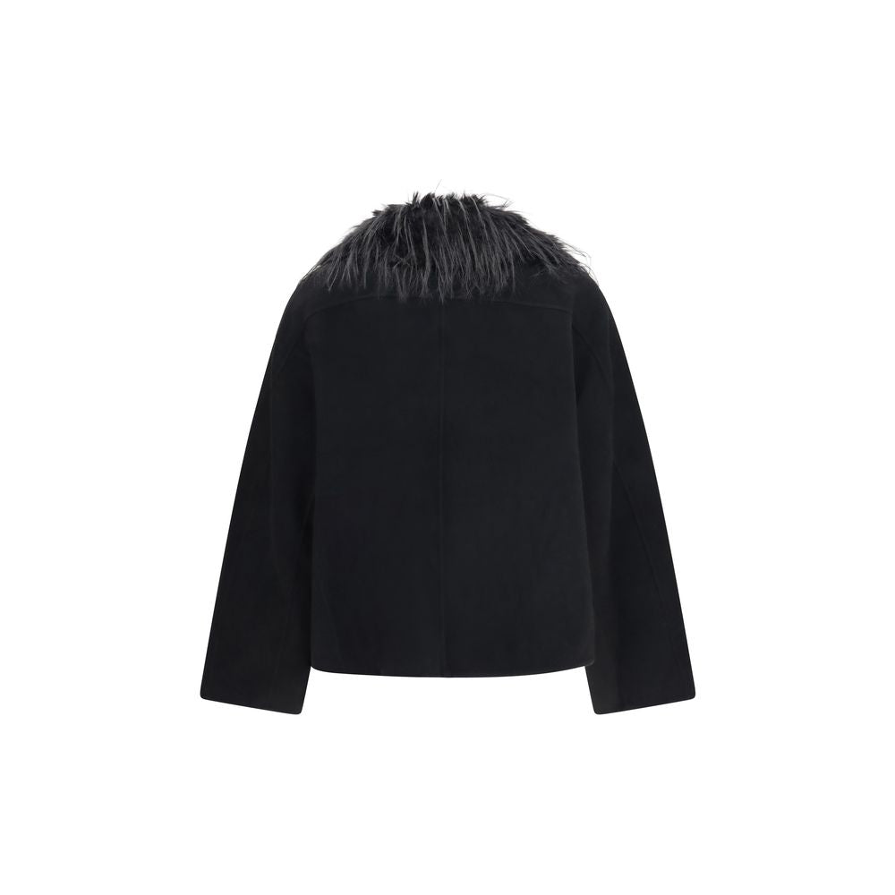 Loulou De Saison Black Wool Oves Aries Full-Length Jacket