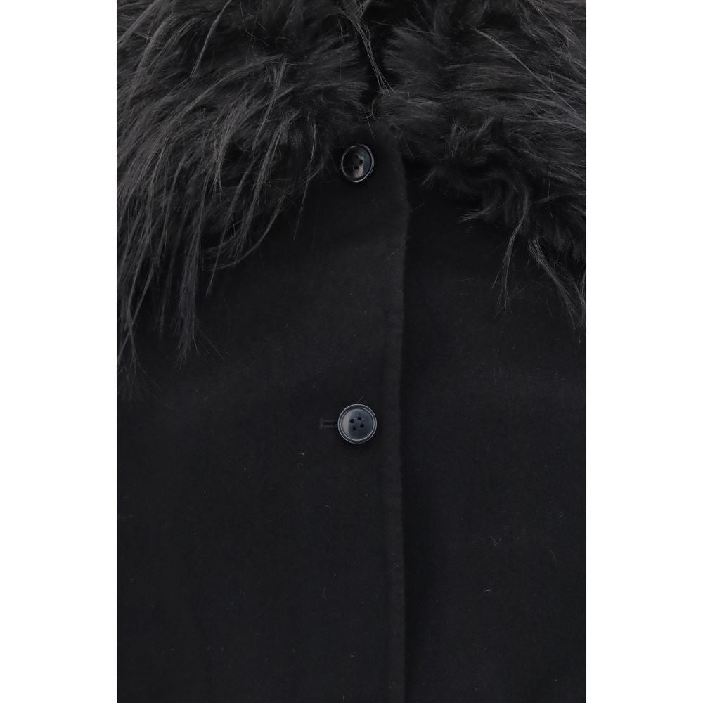 Loulou De Saison Black Wool Oves Aries Full-Length Jacket