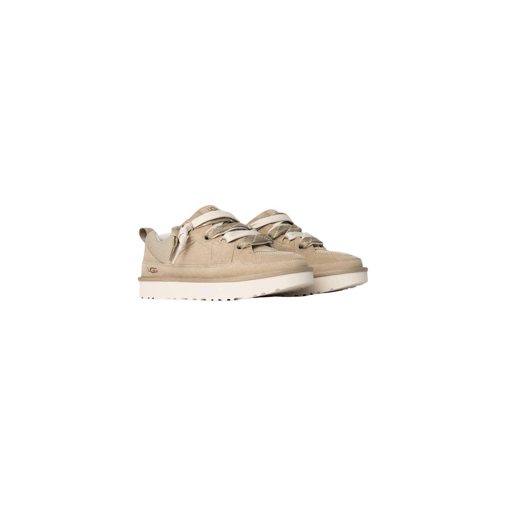 UGG Beige Suede Leather Chunky Sneakers