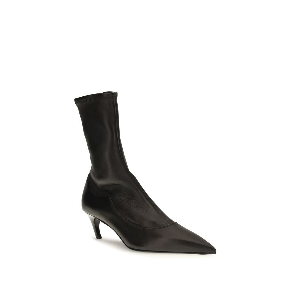 Khaite Black Calf Leather Bos Taurus Ankle Boots