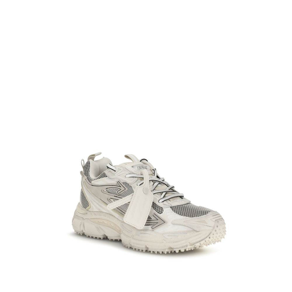 Off-White Beige Fabric Athletic Sneakers