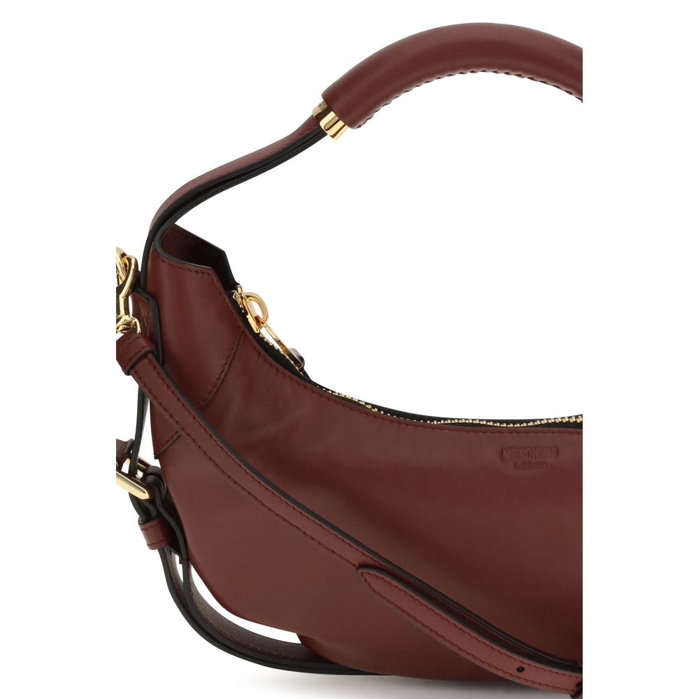 Moschino Bordeaux Calf Leather Bos Taurus Shoulder Bag