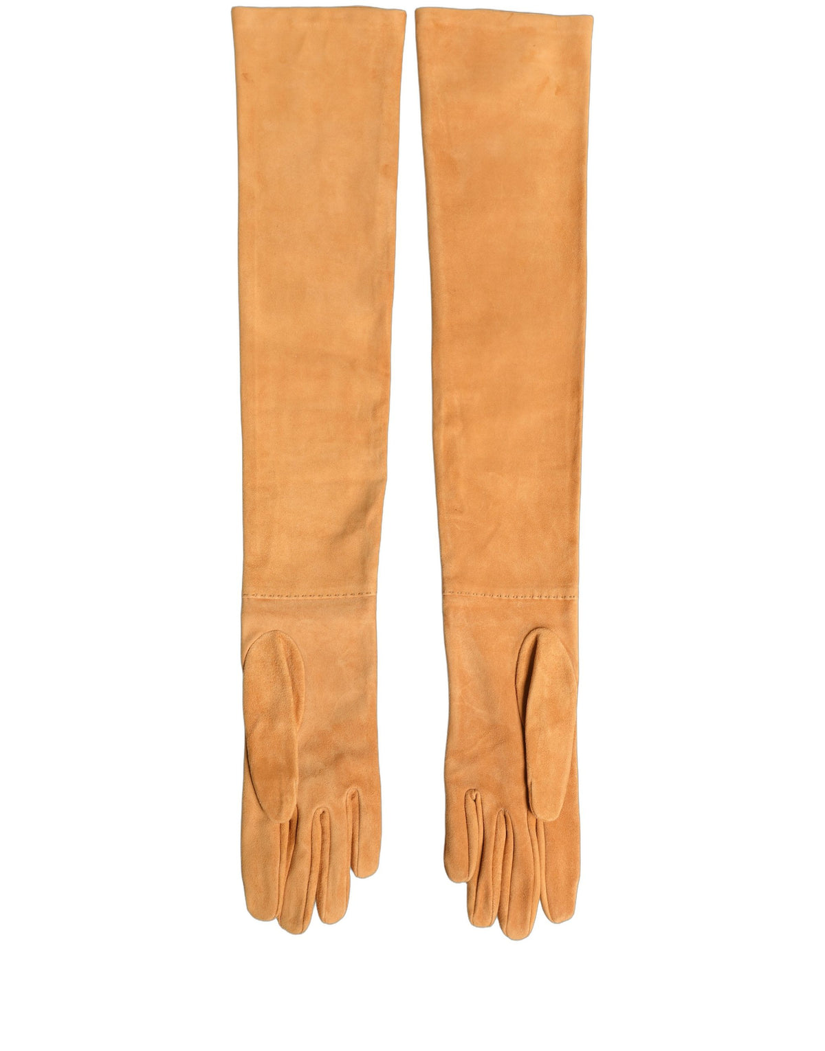 Dolce & Gabbana Tan Genuine Leather Suede Elbow Length Gloves