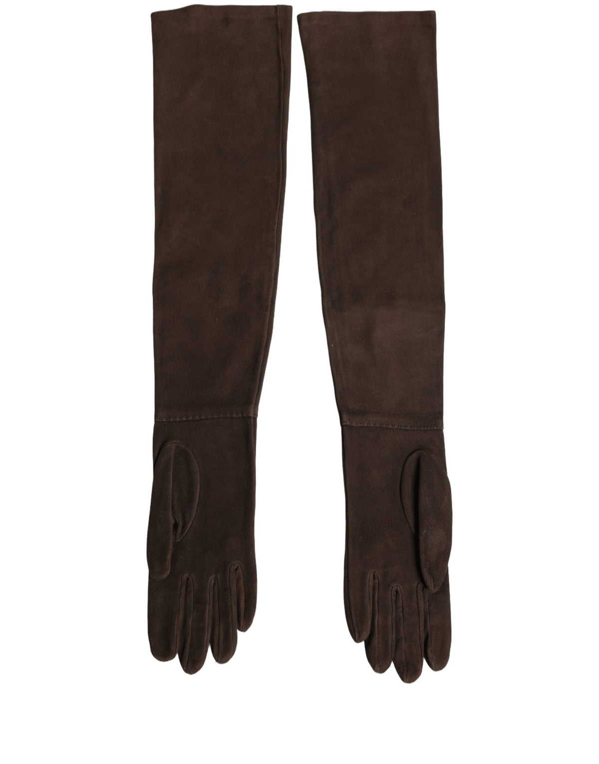Dolce & Gabbana Brown Genuine Leather Suede Elbow Length Gloves