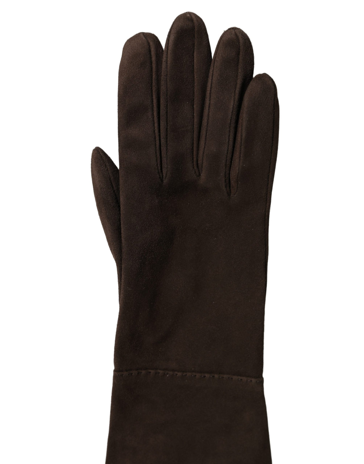 Dolce & Gabbana Brown Genuine Leather Suede Elbow Length Gloves
