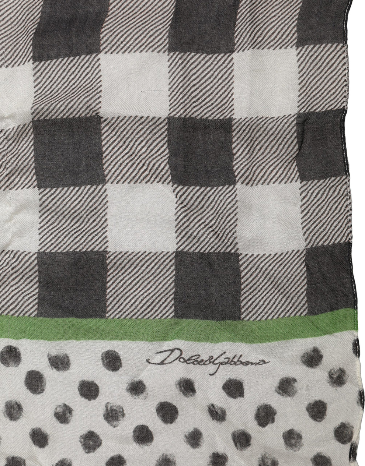 Dolce & Gabbana Black White Napoli Modal Check Shawl Scarf