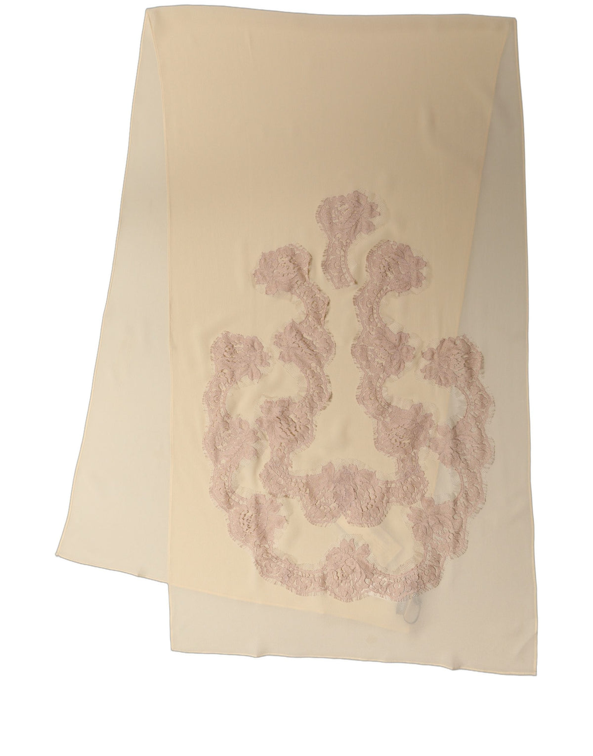 Dolce & Gabbana Light Beige Ornate Lace Neck Shawl Scarf