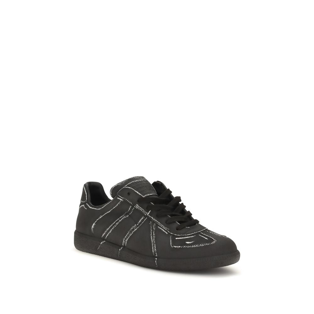 Maison Margiela Black Calf Leather Bos Taurus Low Top Sneakers