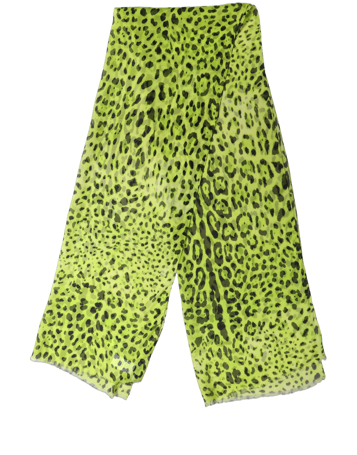 Dolce & Gabbana Green Leopard Print Silk Shawl Stole Scarf