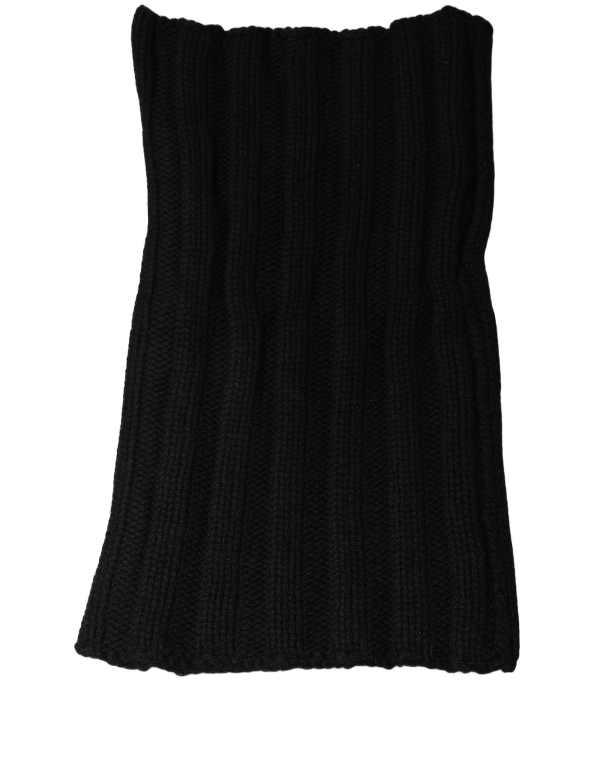 Dolce & Gabbana Black Cashmere Ribbed Knit Neck Warmer Scarf