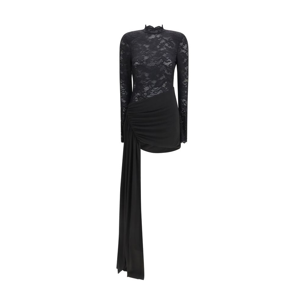 Nissa Black Nylon Cocktail Dress