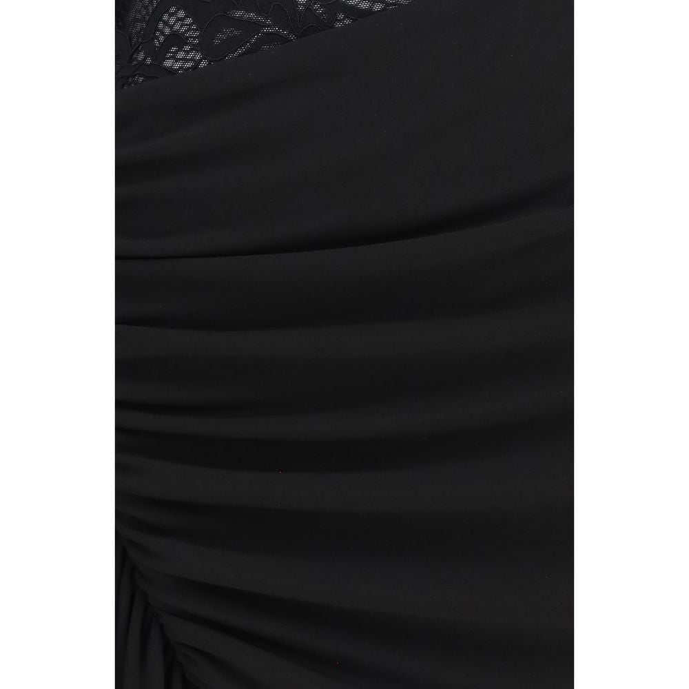 Nissa Black Nylon Cocktail Dress