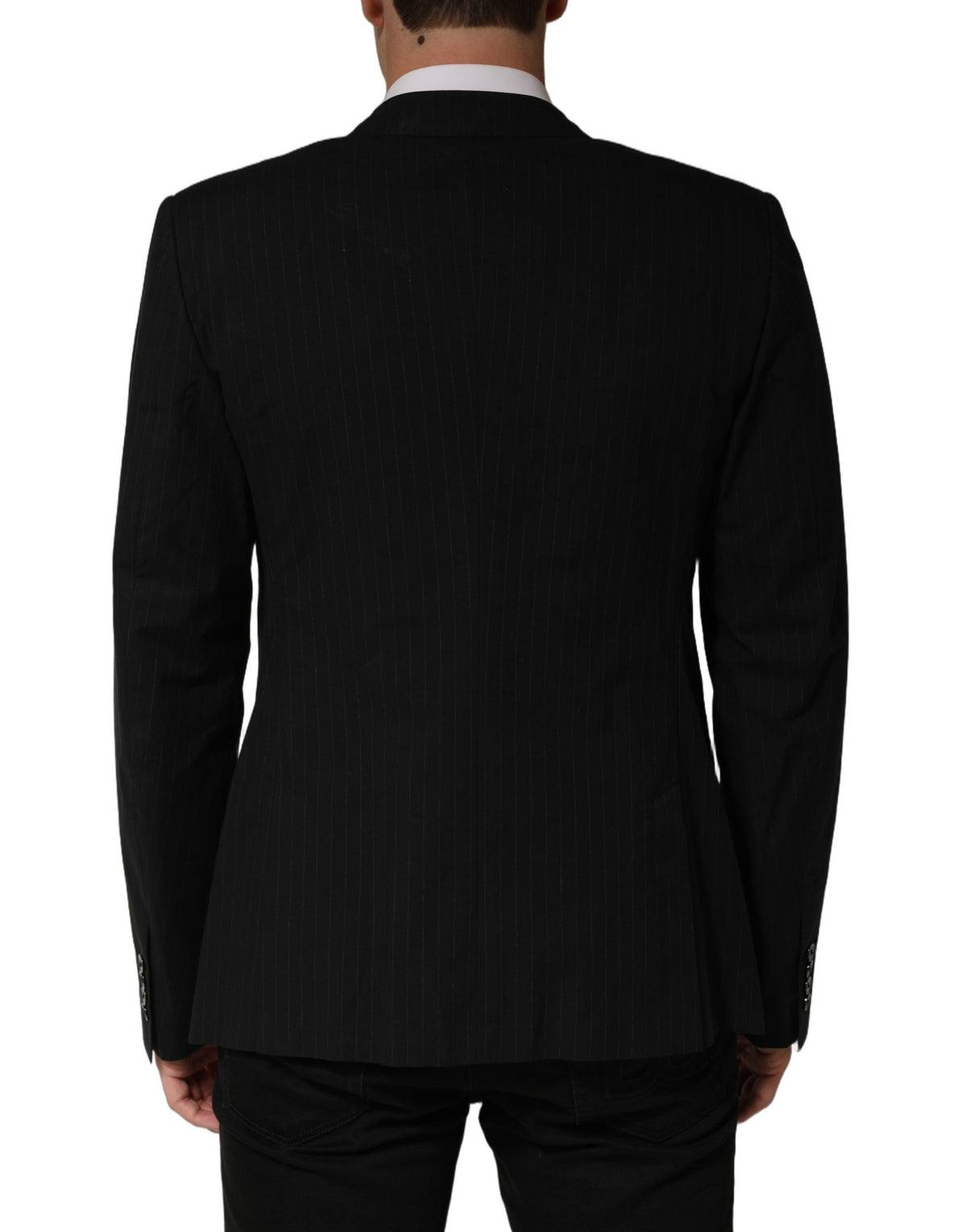Dolce & Gabbana Black Pinstripe Men Single Breasted Jacket