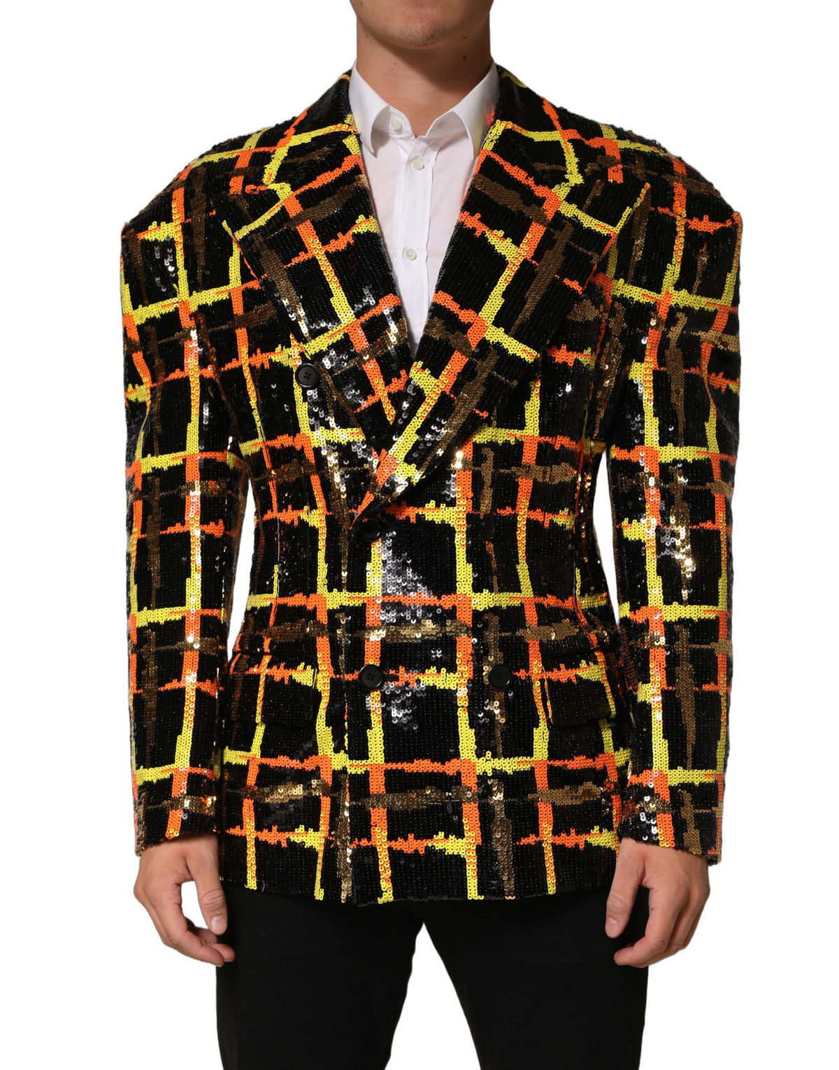 Dolce & Gabbana Multicolor Sequin Embellished Double Breasted Jacket