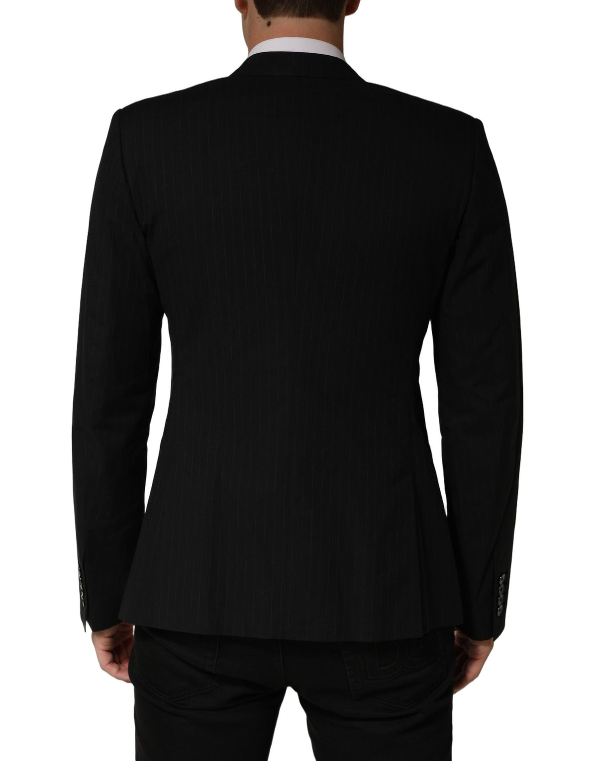 Dolce & Gabbana Black Pinstripe Men Single Breasted Jacket
