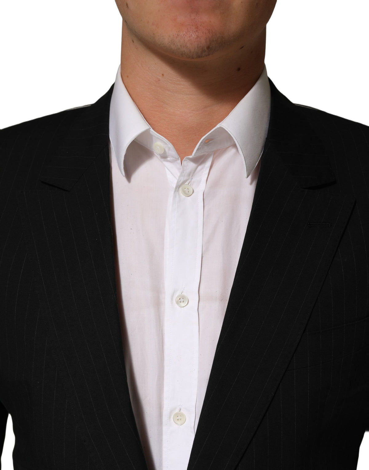 Dolce & Gabbana Black Pinstripe Men Single Breasted Jacket