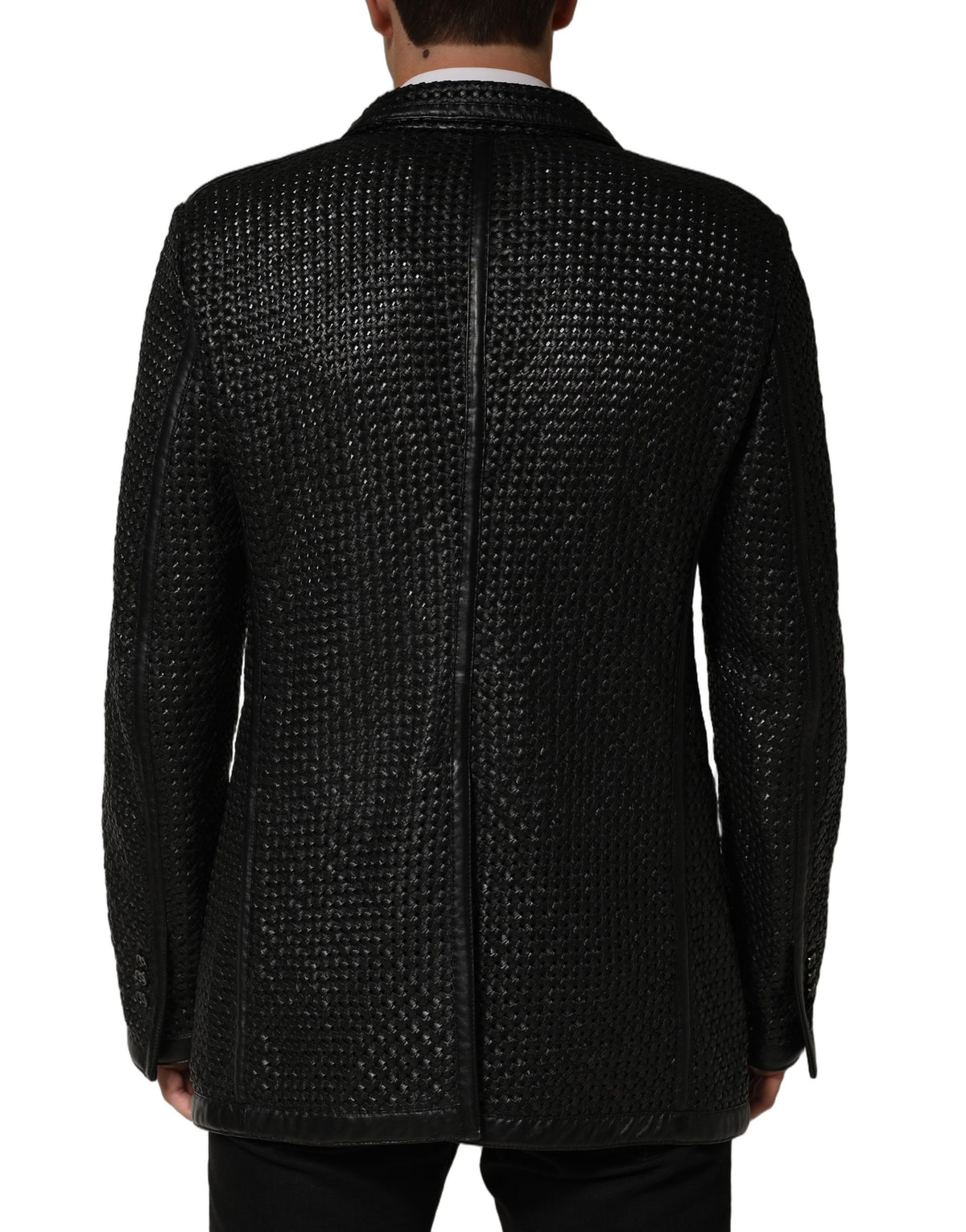 Dolce & Gabbana Black Lamb Leather Double Breasted Jacket