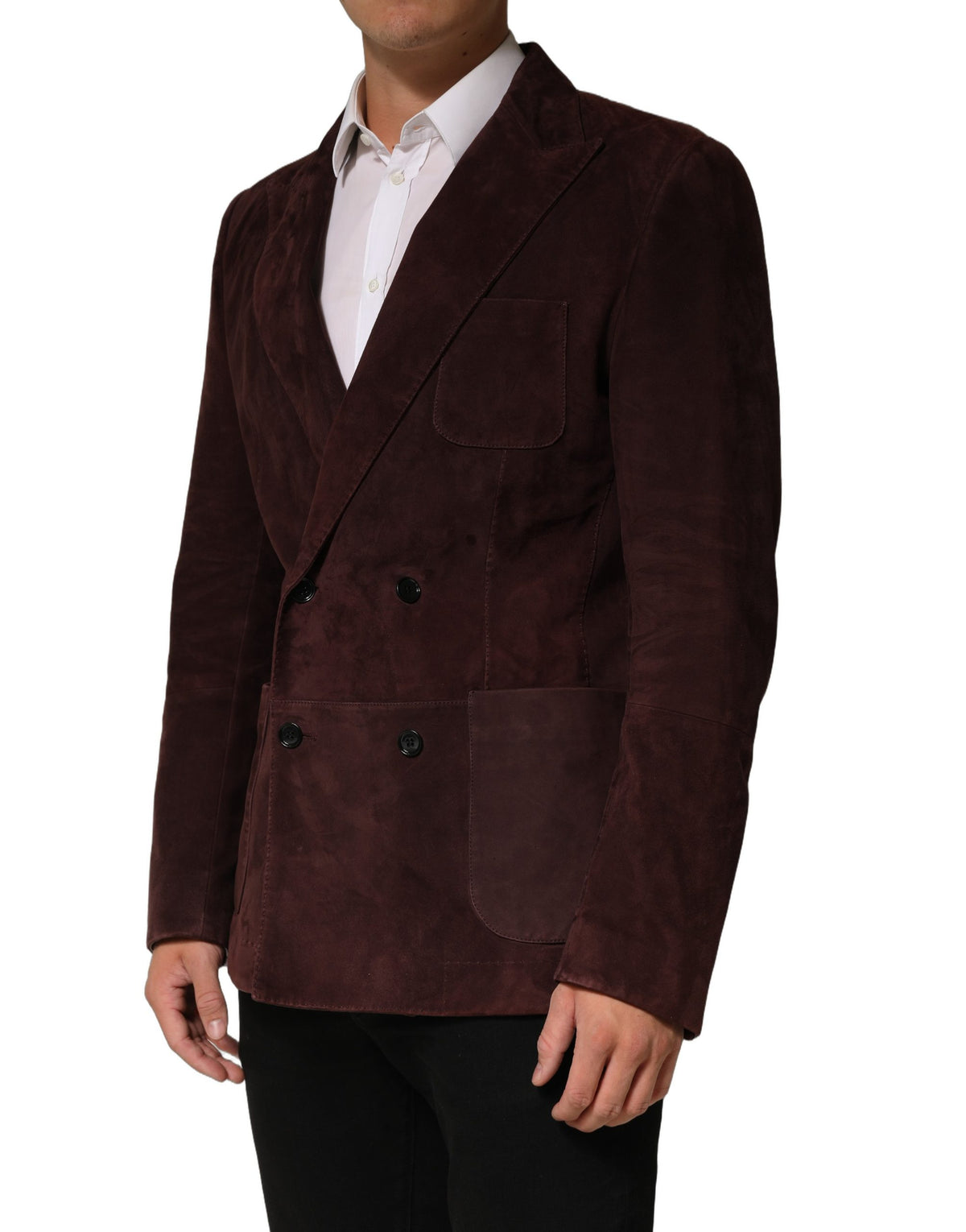 Dolce & Gabbana Brown Lamb Leather Double Breasted Jacket