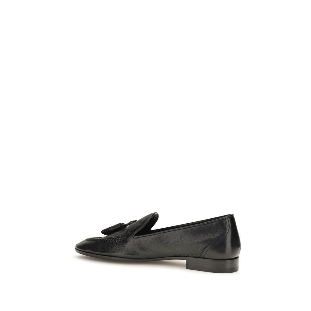 The Row Black Calf Leather Bos Taurus Slip-On Loafers