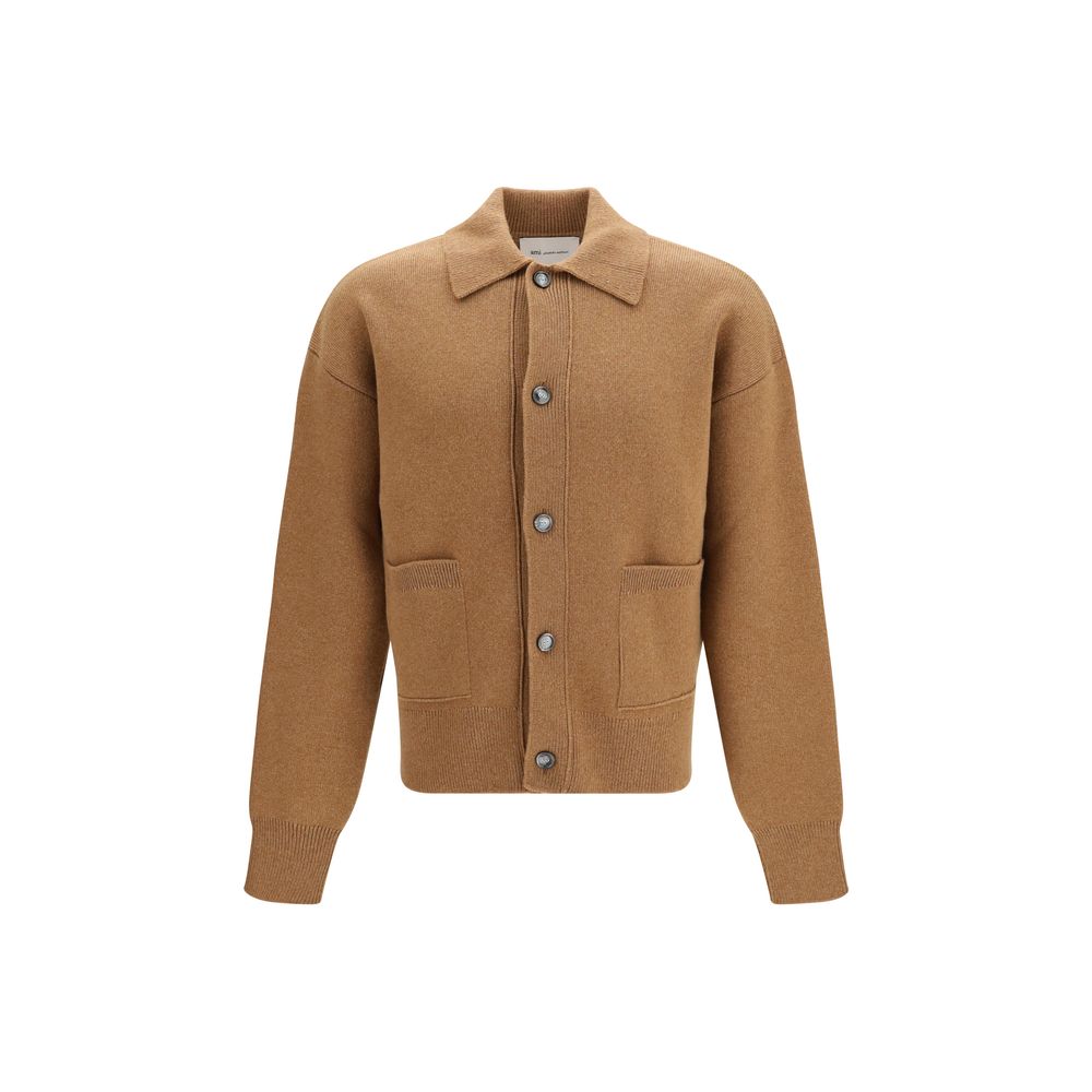 Ami Paris Brown Wool Oves Aries Cardigan