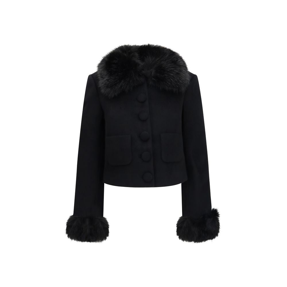 Self-Portrait Black Wool Oves Aries Full-Length Jacket
