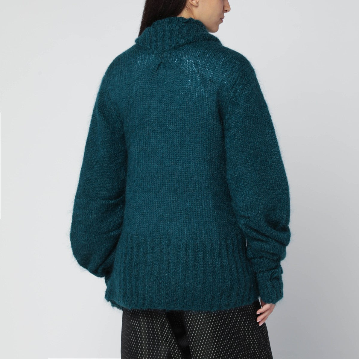 Dries Van Noten Dries Van Noten Oversized petroleum green mohair-blend sweater