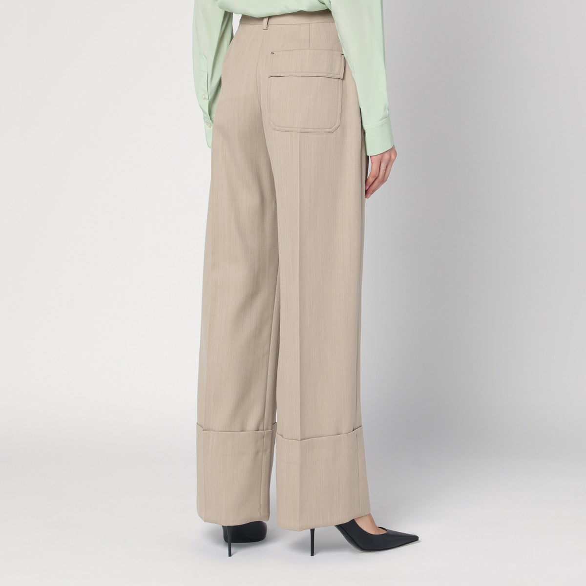 Victoria Beckham Victoria Beckham Wide mandarin colour pants in wool
